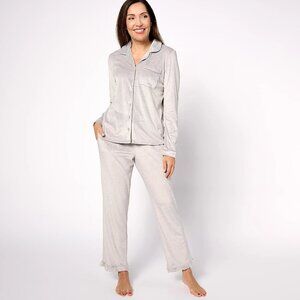 Berkshire Island Fleece Notch Collar & Pant Pajama Set - Grey (Sz) a623281